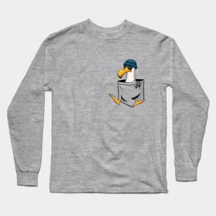 Funky Hipster Sea-Bird with Glasses Seagull In Pocket Long Sleeve T-Shirt